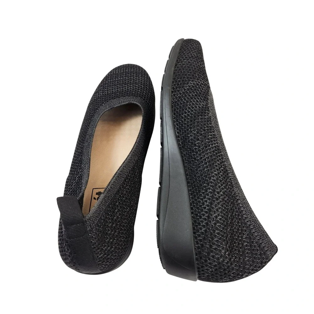 Propet Womens Black Knit Slip On Wedge Ballet Flats Sz 9.5M WCX074M Casual Shoes